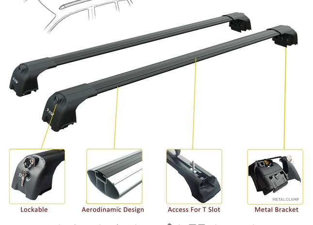 For Opel Combo 2023-2025 Roof Rack System, Aluminum Cross Bar, Flush Rail, Silver