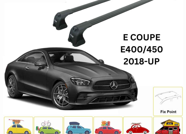 For Mercedes Benz E Coupe C238 2018-Up Roof Rack Cross Bars Fix Point Alu Black