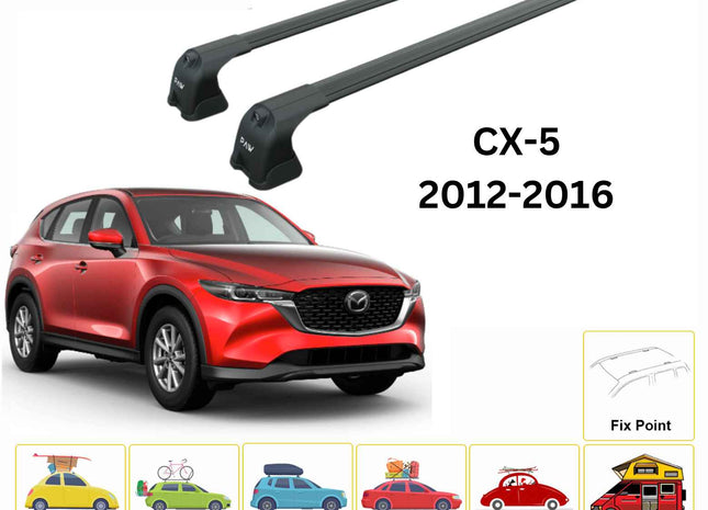 For Mazda CX 5 KF 2017- Up Roof Rack Cross Bars Fix Point Alu Black
