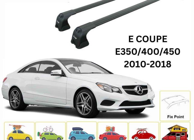 For Mercedes Benz E Coupe Roof Rack Cross Bars Fix Point Alu Black C207 2010-18