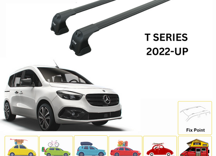 For Mercedes Benz T 2022-Up Roof Rack Cross Bars Metal Bracket Fix Point Alu Black