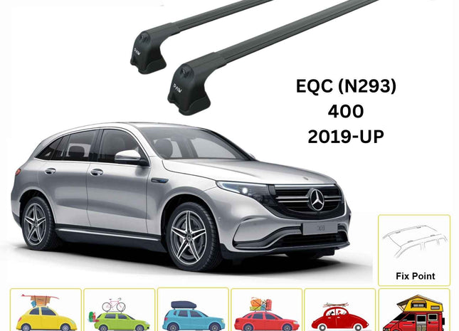 For Mercedes Benz EQC (N293) 2019-Up Roof Rack Cross Bars Fix Point Alu Black