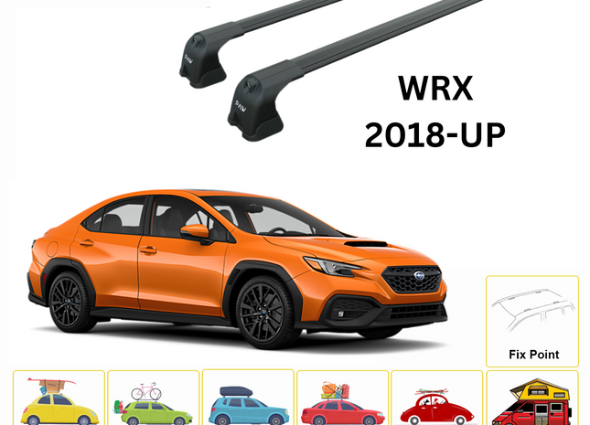 For Subaru WRX VA/VB 2015-Up Roof Rack Cross Bar Metal Bracket Fix Point Alu Black