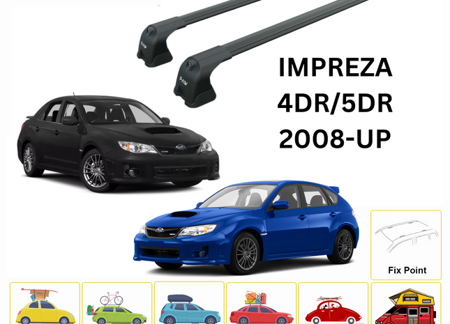 For Subaru Impreza WRX 2008-14 Roof Rack Cross Bar Metal Bracket Fix Point Alu Black