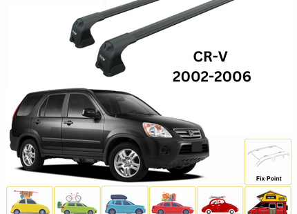 For Honda CR-V MK2 Roof Rack Cross Bars Metal Bracket Fix Point Alu Black 2002-06