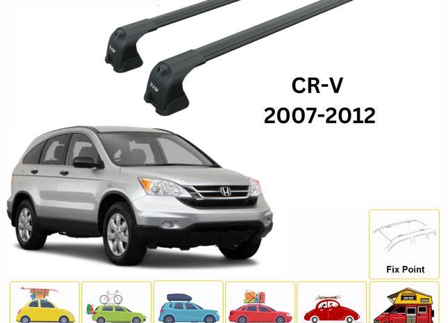 For Honda CR-V MK3 2007-12 Roof Rack Cross Bars Metal Bracket Fix Point Alu Black