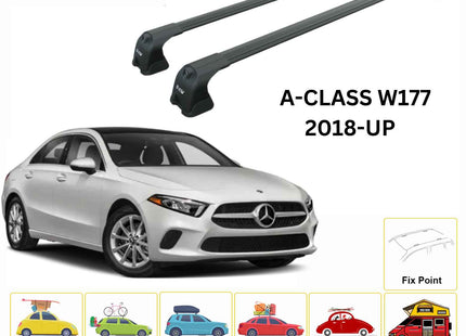 For Mercedes A Sedan W177 2018-Up Roof Rack Cross Bars Fix Point Alu Black