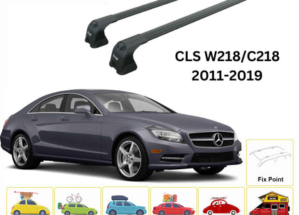 For Mercedes Benz CLS W218 2011-2019 Roof Rack Cross Bars Metal Bracket Fix Point Alu Black