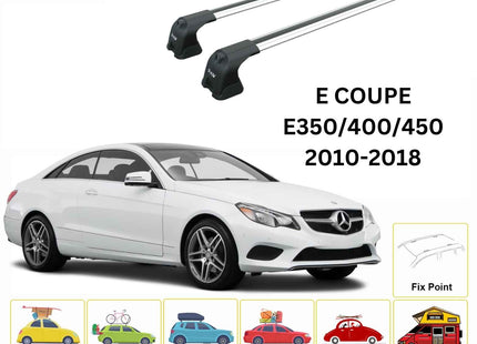 For Mercedes Benz E Coupe C207 2010-18 Roof Rack Cross Bars Fix Point Alu Silver
