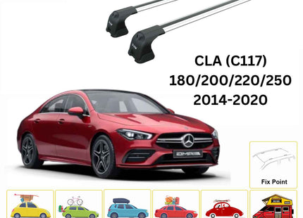 For Mercedes CLA C117 2014-2020 Roof Rack Cross Bars Fix Point Alu Silver