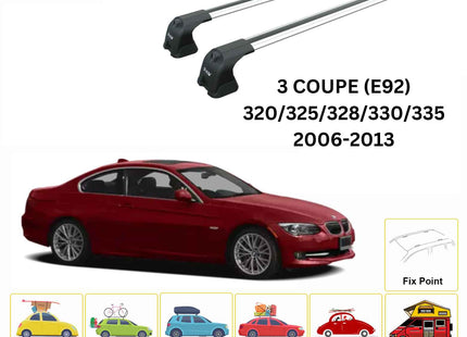For Bmw 3 Coupe E92 2006-2013 Roof Rack Cross Bars Fix Point Silver