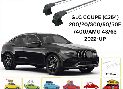 For Mercedes Benz GLC Coupe (C254) 2022-Up Roof Rack Cross Bars Fix Point Alu Silver