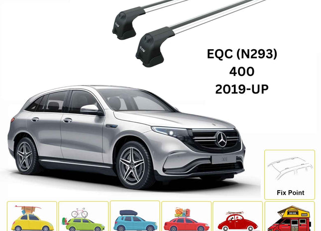 For Mercedes Benz EQC (N293) 2019-Up Roof Rack Cross Bars Fix Point Alu Silver