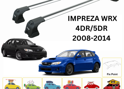 For Subaru Impreza WRX 2008-14 Roof Rack Cross Bar Metal Bracket Fix Point Alu Silver