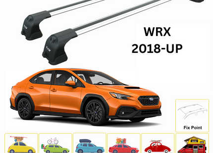 For Subaru WRX 2018-Up Roof Rack Cross Bar Metal Bracket Fix Point Alu Silver