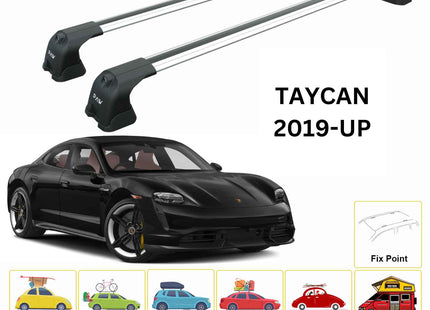 For Porsche Taycan 2019-2025 Roof Rack Cross Bars Fix Point Alu Silver