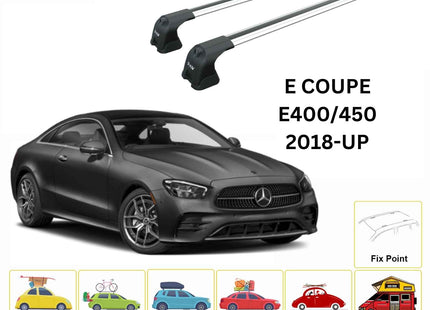 For Mercedes Benz E Coupe C238 2018-Up Roof Rack Cross Bars Fix Point Alu Silver