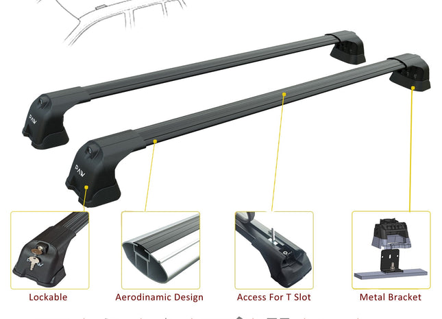 For KIA Ceed 2018-Up Roof Rack Cross Bars Fix Point Alu Black