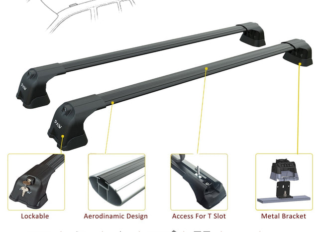 For Mercedes C W206 2022-2025 Roof Rack Cross Bars Fix Point Alu Silver