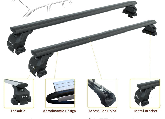 For Toyota Prius Roof Rack Cross Bars Normal Roof Alu 2023- Up Black