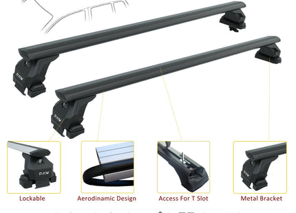 For Mazda 3 Hatchback 2019-Up Roof Rack Cross Bars Normal Roof Alu Black