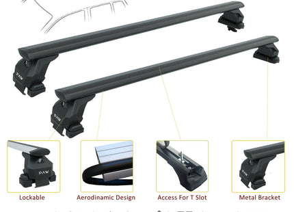 For Volkswagen Jetta Roof Rack Cross Bar Normal Roof Alu 2005-2011 Black