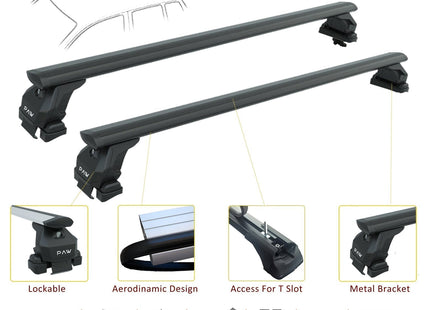 Peugeot 208 (2012-2019) Roof Rack System, Aluminium Cross Bar, Normal Roof, Black