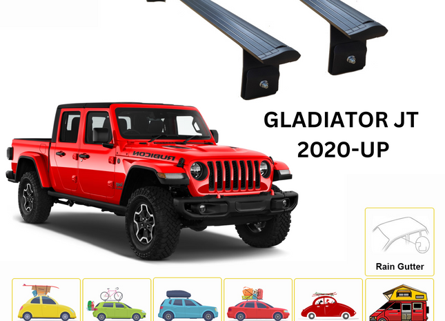 For Jeep Gladiator JT 2020-Up Roof Rack Cross Bars Rain Gutters Black