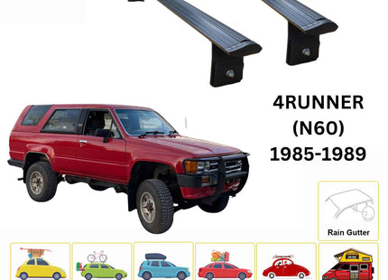 For Toyota 4Runner (N60) 1985-89 Roof Rack Cross Bars Rain Gutter Alu Black