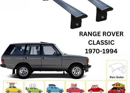 For Land Rover Range Rover Classic 1970-94 Cross Bars Rain Gutter Alu Black