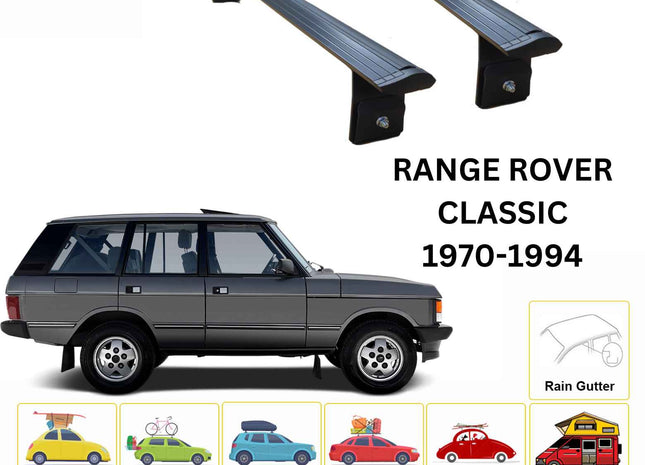 For Land Rover Range Rover Classic 1970-94 Cross Bars Rain Gutter Alu Black
