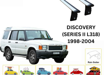 For Land Rover Discovery (Series II) 1998-04 Roof Rack Cross Bars Rain Gutter Alu Silver