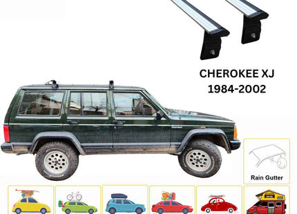 For Jeep Cherokee XJ 1984-2002 Roof Rack Cross Bars Rain Gutters Silver
