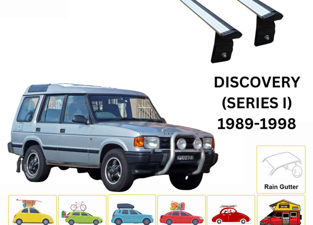 For Land Rover Discovery (Series 1) 1989-98 Roof Rack Cross Bars Rain Gutter Alu Silver