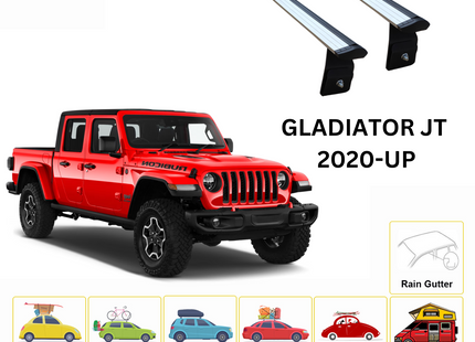 For Jeep Gladiator JT 2020-Up Roof Rack Cross Bars Rain Gutters Silver