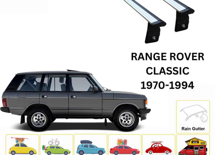 For Land Rover Range Rover Classic 1970-94 Cross Bars Rain Gutter Alu Silver