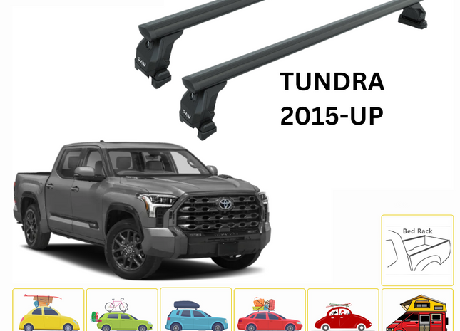 For Toyota Tundra 2016-Up Bed Rack Cross Bar Roof Rack Alu Black