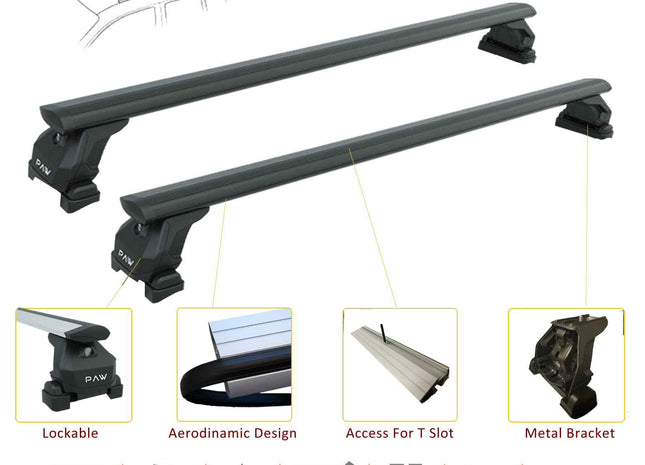 For Land Rover Discovery LR3 (2004-2010) Roof Rack Cross Bars Paw Pro 2, Silver