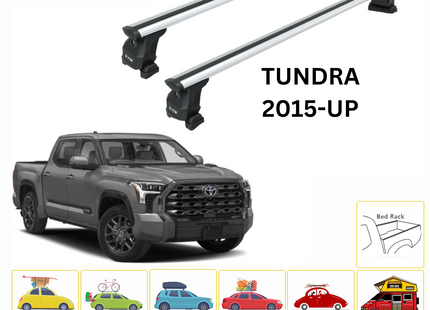 For Toyota Tundra 2016-Up Bed Rack Cross Bar Roof Rack Alu Silver