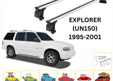 For Ford Explorer (UN150) 1995-01 Roof Rack Cross Bars Fix Point Pro 6 Alu Silver