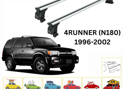 For Toyota 4Runner (N180) Roof Rack Cross Bars Fix Channeled Alu 1996-2002 Silver