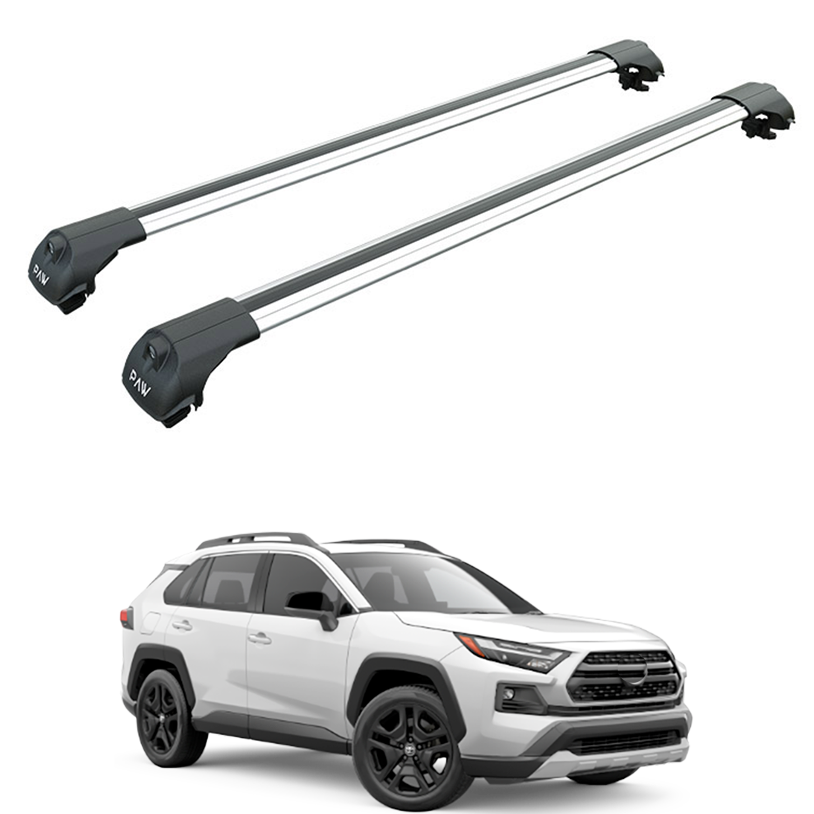 For Toyota Rav4 Adventure Roof Rack Cross Bars Raised Rail Alu Silver 2019- Up