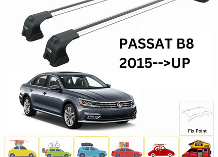 For Volkswagen Passat B8 2015-Up Roof Rack Cross Bar Normal Roof Silver
