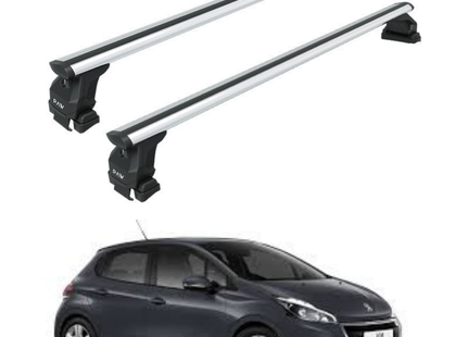 Peugeot 208 (2012-2019) Roof Rack System, Aluminium Cross Bar, Normal Roof, Silver