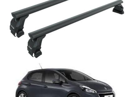 Peugeot 208 (2012-2019) Roof Rack System, Aluminium Cross Bar, Normal Roof, Black