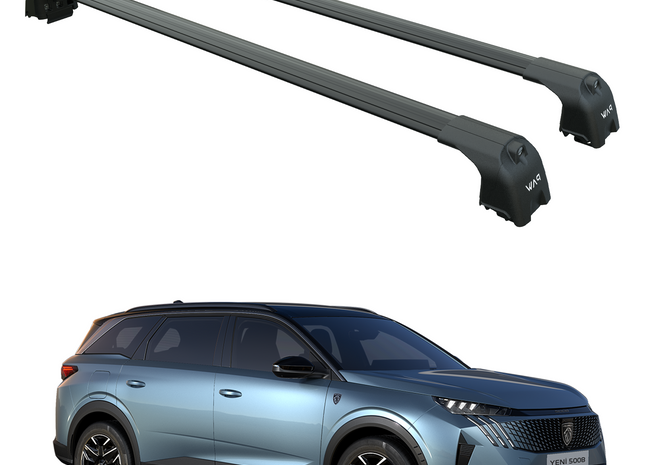 For Peugeot 5008 2024- Up Roof Rack Cross Bars Metal Bracket Flush Rail Black