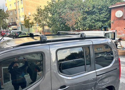 For Fiat Doblo 2023-2025 Roof Rack System, Aluminum Cross Bar, Flush Rail, Black