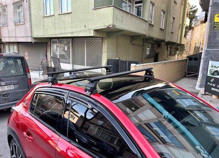 For Peugeot 208 2019-2025 Roof Rack System, Aluminium Cross Bar, Normal Roof, Black