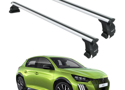 For Peugeot 208 2019-2025 Roof Rack System, Aluminium Cross Bar, Normal Roof, Silver