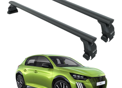For Peugeot 208 2019-2025 Roof Rack System, Aluminium Cross Bar, Normal Roof, Black